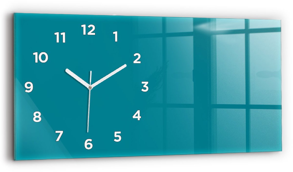 Wallfluent Wandklok - Maritiem Rechthoekige Glas Klok - 60 cm x 30 cm - Maritiem Wandklok - Witte Handen - Wandklok Met Cijfers - Kinder Wandklok Glas - Rechthoekige Glazen Wandklok - Scandinavisch Wandklok - Glazen Klok Rechthoekige