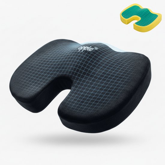 Coussin assis orthopédique et ergonomique - Coussin coccygien - Coussin en coin - Ring - Coussin de chaise en mousse à mémoire de forme et gel pour voiture, lit, canapé et chaise de bureau