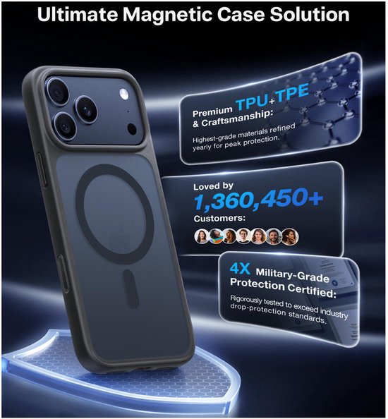 Magnetische Hoes Voor Xiaomi 17 Pro Max – PC + TPU, Mat Zwart, MagSafe-compatibel, Schokbestendig