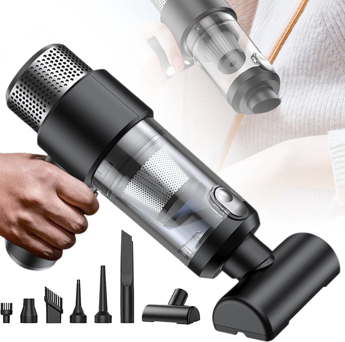 Draadloze mini-handstofzuiger - Autostofzuiger - 13000Pa - afbeelding 3