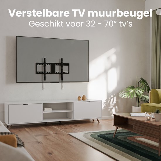 Auronic TV Beugel - 32 t/m 70 inch - TV Muurbeugel - TV Kantelbaar - Tot 60 KG - VESA 600mm x 400mm - Voor o.a. 43", 55" & 65" - Zwart