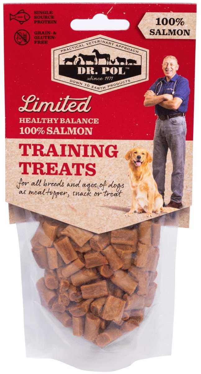 Dr. Pol Hondensnacks Trainingssnacks Zalm - Beloningssnoepjes Honden - 100% Zalmvlees - Zachte Training Treats - Gezonde Hondensnack Omega-3 - 85g