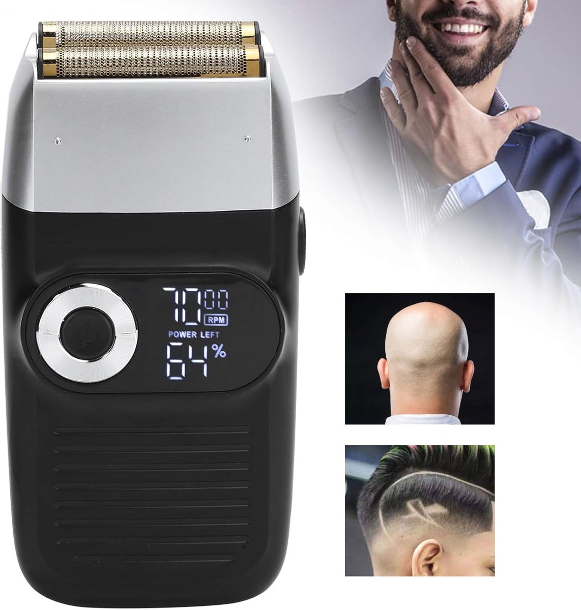 Elektrisch scheerapparaat Geschikt voor heren, professioneel scheerapparaat Geschikt voor kappers, 2-in-1 tondeuse met LCD-scherm, oplaadbaar scheerapparaat, scheermes en elektrische scheerkop, afwasbaar scheerapparaat - Elektrisch - €31,69