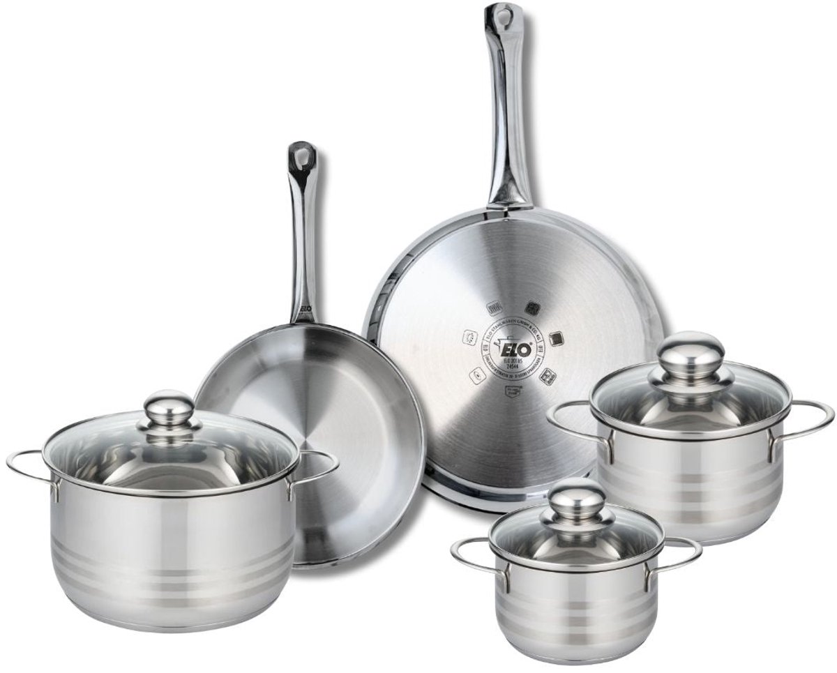 Set van 2 Bakpannen 24 en 28 cm en 3 Kookpotten 14, 16 en 20 cm Elo Profi Brillant