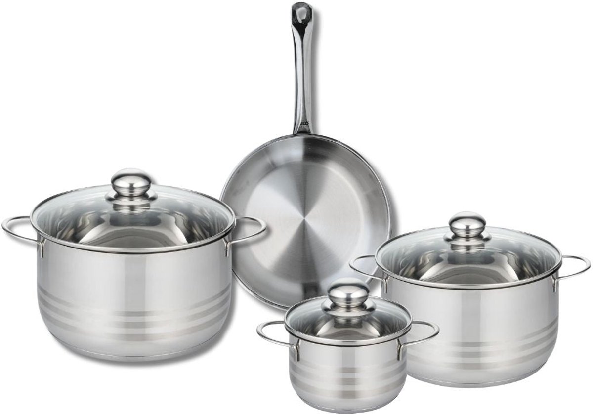 Set van 1 Koekenpan 24 cm en 3 kookpotten 14, 20 en 24 cm Elo Profi Brillant