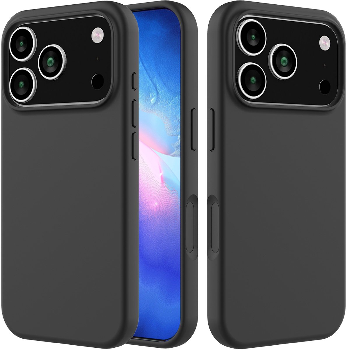 Zenzotek Hoesje Geschikt voor iPhone 17 Pro Max - Telefoonhoesje - Valbestendig vloeibaar silicone - Zwart