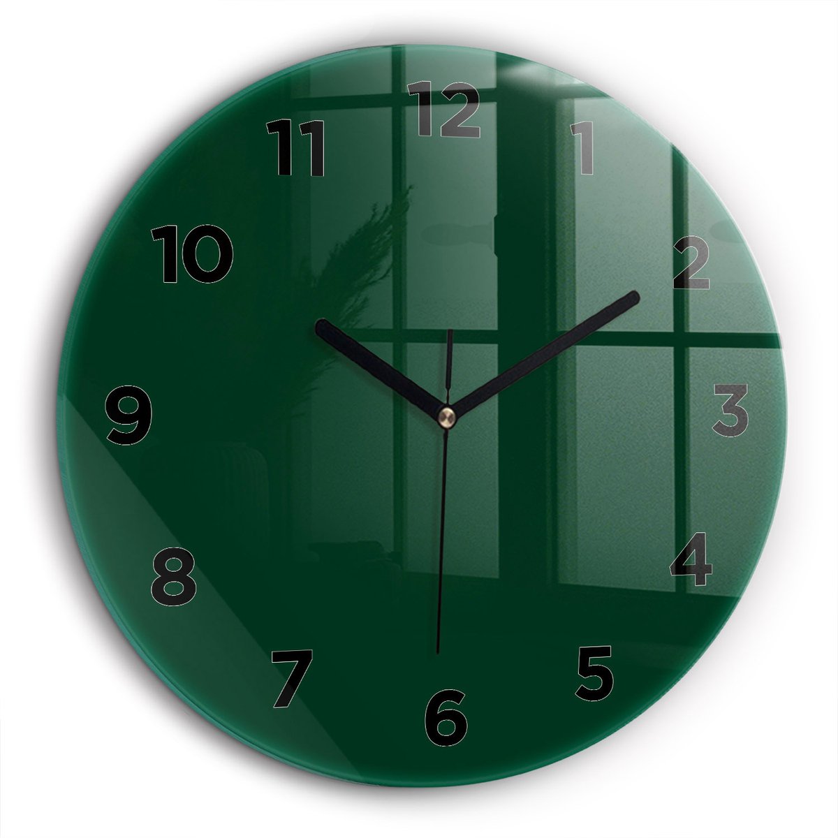 Wallfluent Wandklok - Groente Ronde Glazen Wandklok - 60 cm x 60 cm - Groente Wandklok - Zwarte Handen - Wandklok Met Cijfers - Wandklok voor in de Keuken - Ronde Glas Klok - Scandinavisch Wandklok - Ronde Glazen Klok