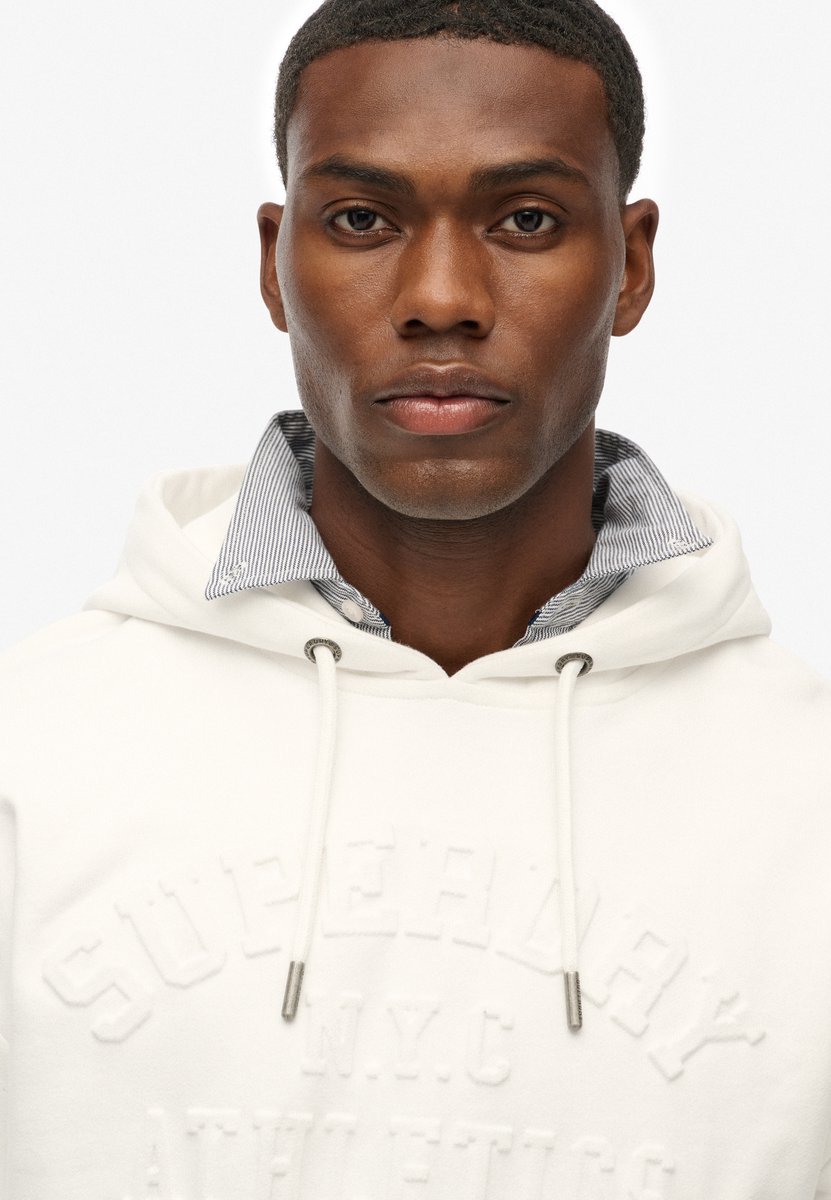 Superdry Athletic Embossed Oversized Hoodie Heren Hoodies Wit