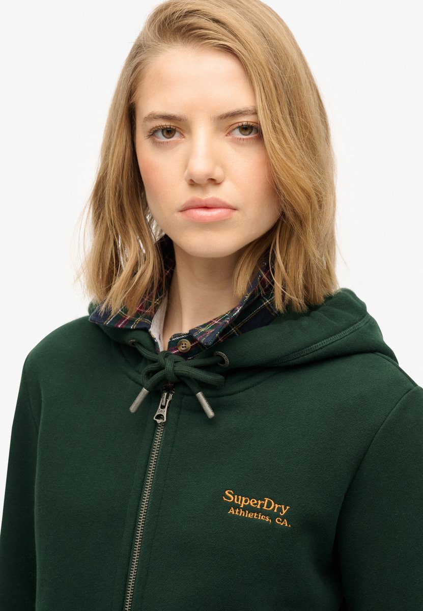 Superdry Athletic Essentials Logo Zip Hoodie Dames Hoodies Groen