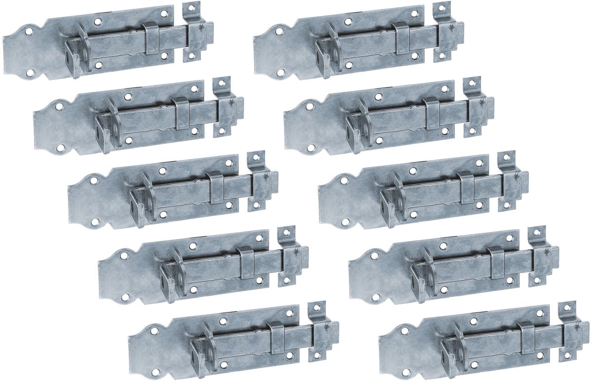 Alberts 823429 Grendel, recht, met platte handgreep und befestigter Schlaufe, blauw verzinkt, plaat 140 x 52 mm, set van 10