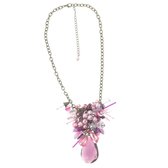 Behave® Ketting goud kleur met roze paarse hangers 41 cm