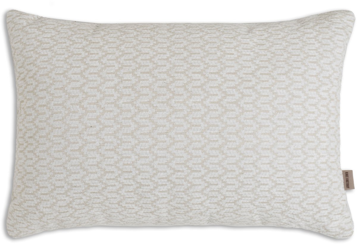 Knit Factory Evita Sierkussen - Rechthoekig kussen - Kussen woonkamer - Bank kussen - Decoratie kussen - Modern - Beige - 60x40 cm - Kussenhoes inclusief kussenvulling