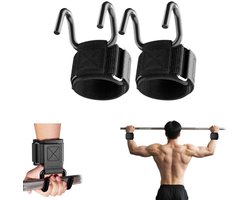 1 paar - Gewichthef polsbanden - Gewichthef haken - Gewichthef trainingsbanden - Gewichthef polsband haken - Zwart - 38 x 7 cm - Voor pull-ups, krachttraining en fitness