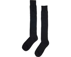 KIMU Sokken Zwart Gebreid - Maat 39 40 41 42 43 44 45 46 - Dames Heren Unisex - Zwarte Lange Kniekousen Voetbalsokken Sportsokken Kniesokken Gebreide Kousen Cheerleader Sinterklaas Kado