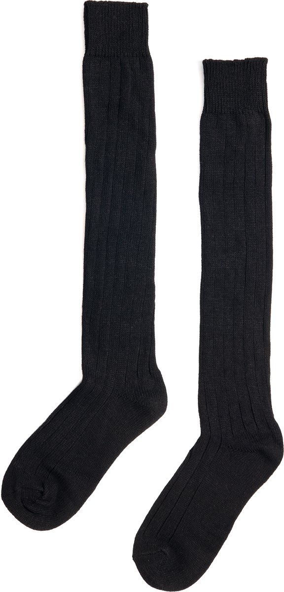 KIMU® Sokken Zwart Gebreid - Maat 39 40 41 42 43 44 45 46 - Dames Heren Unisex - Zwarte Lange Kniekousen Voetbalsokken Sportsokken Kniesokken Gebreide Kousen Cheerleader Festival