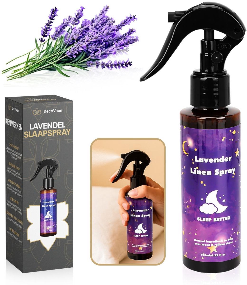 DecoVeen® Lavendel Spray - Kamer Spray - Pillow Spray - Lavendel Slaap Spray - Geurolie - Pillow Mist - Lavendel - 120ML