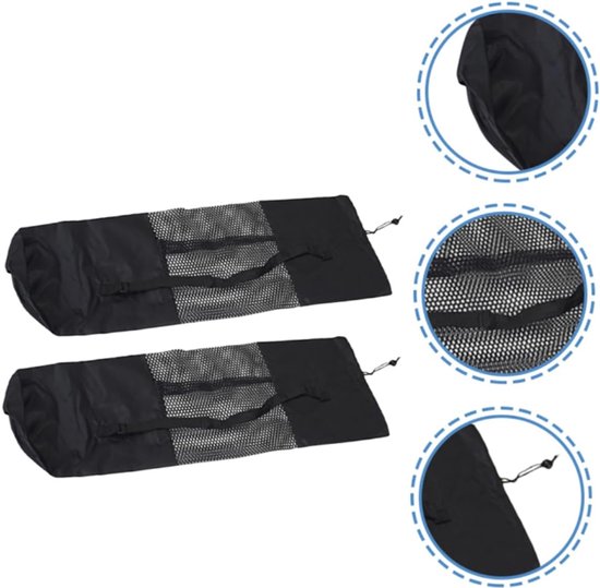 2 Stuks - Yogamat Tas - Zwart - Polyester - Voor Yogamat van 180*80*0.8cm - Met trekkoord en riem - Sporttas - Opbergtas voor yoga mat - Draagbaar - Dames schoudertas — afbeelding 5