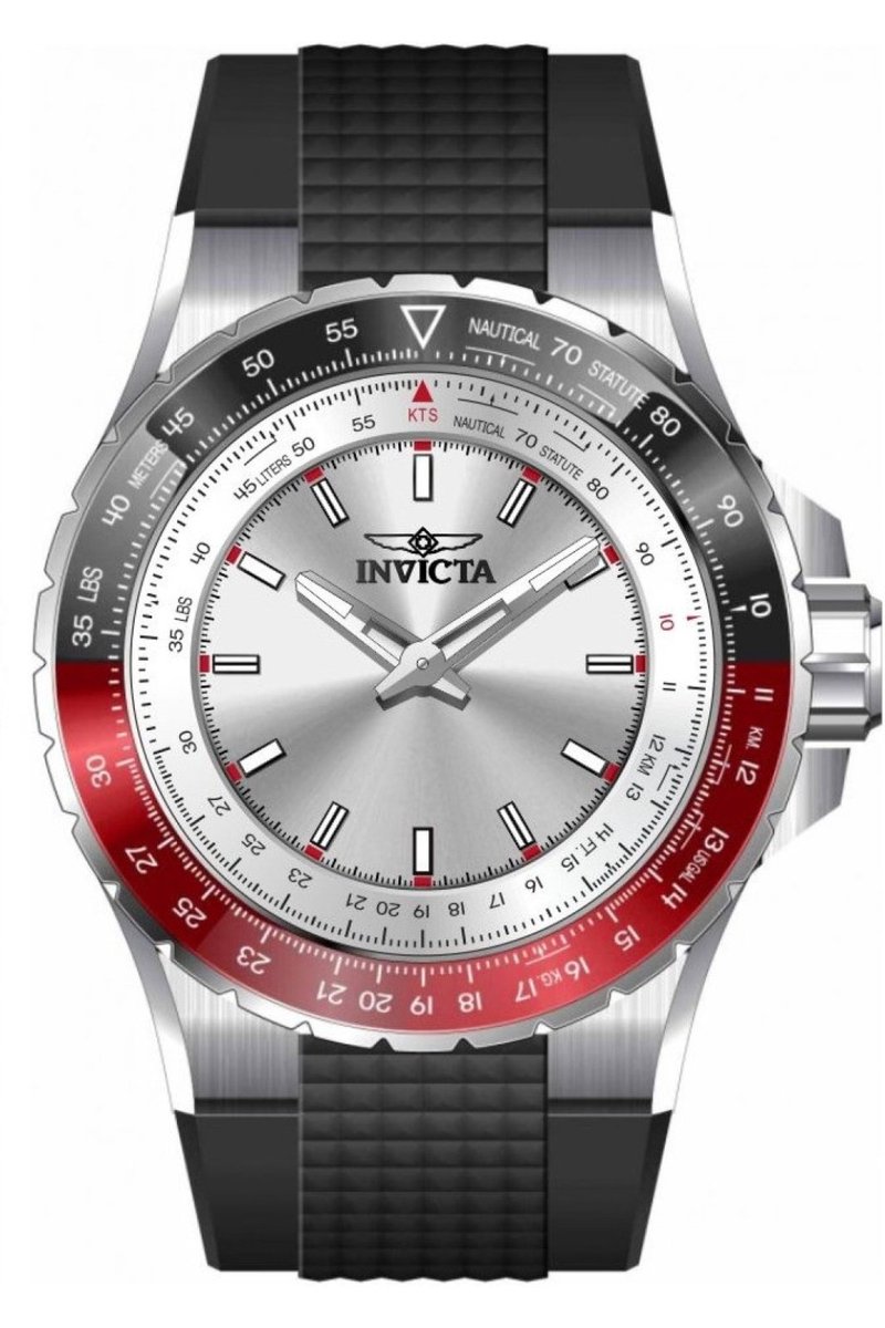 Invicta Aviator 49648 Heren Horloge - Waterdicht - Analoog - Quartz Uurwerk - Roestvrij Staal met zilveren Wijzerplaat - 50mm