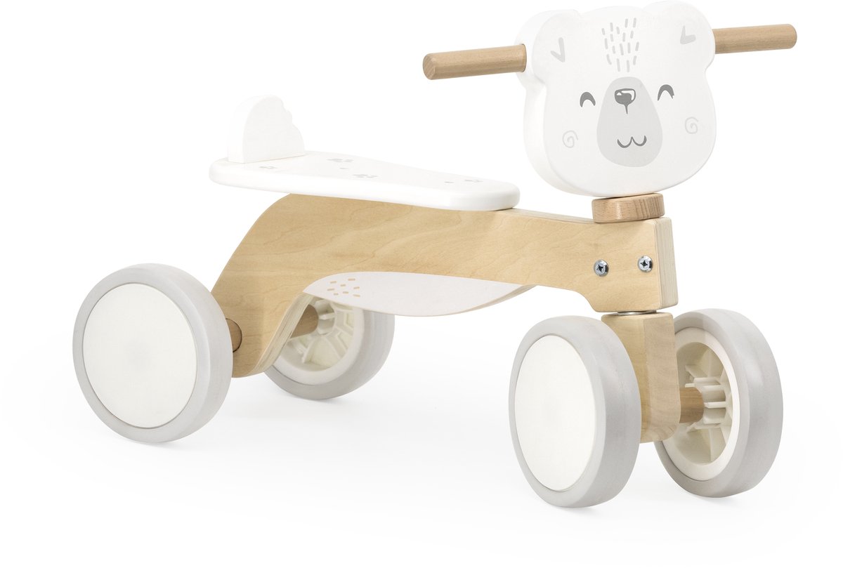 PolarB Houten Loopfiets IJsbeer – Houten Driewieler voor Baby’s (12+ mnd) – Stevige Fiets met Veiligheidssturing