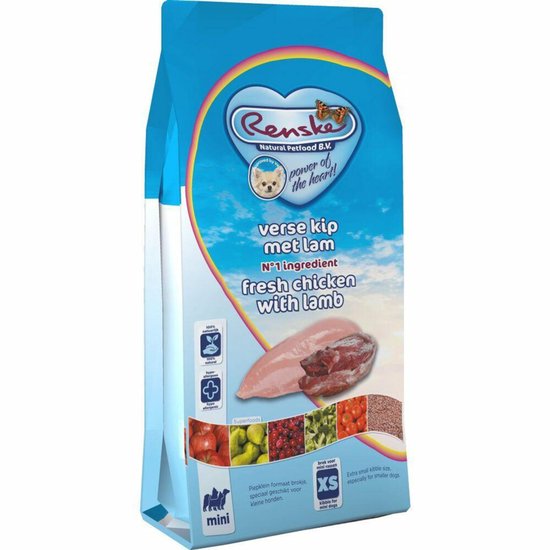 Renske Super Premium Mini Hondenvoer Kip - Lam - 8 x 600 gr - Voordeelverpakking