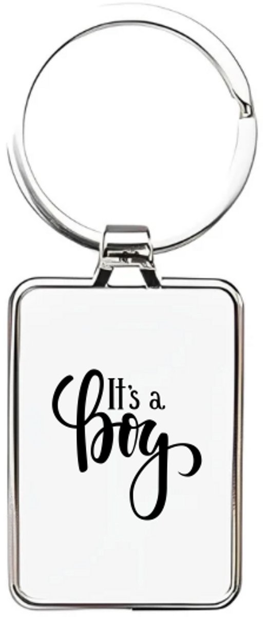 Hacebo® - It's a Boy sleutelhanger rechthoekig - Baby - Kersverse ouders - sleutelhangers - Geboorte kraamcadeau jongen - babyshower - rechthoekige sleutelhanger - 3 x 7.8 CM
