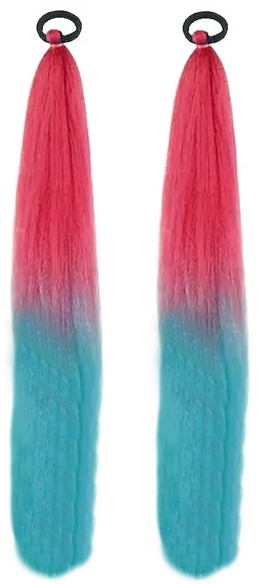 Ombre Extensions - Roze/Rood/Petrol | Lengte 65 cm | Synthetisch Haar / Pruik | Fashion Favorite