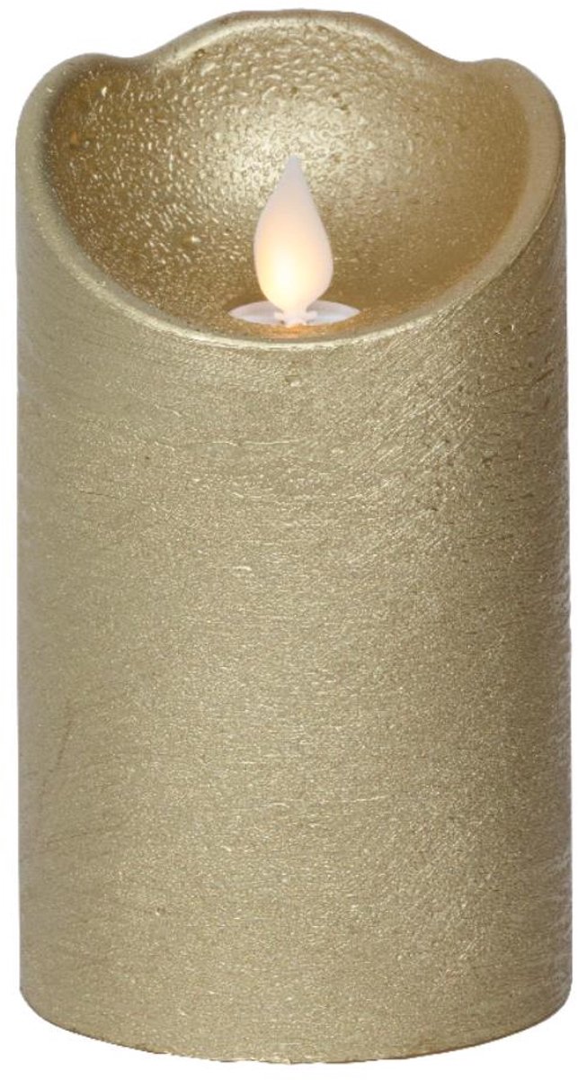 LED Waving kaars wax goud Ø7,5xH12,5cm