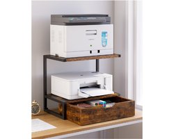 2 Laags Printerstandaard - Bureau Printertafel Met Opbergrek - Multifunctionele Organizer Voor Fax Machine - Scanner - Folders - Boeken - Thuis Kantoor - Bruin