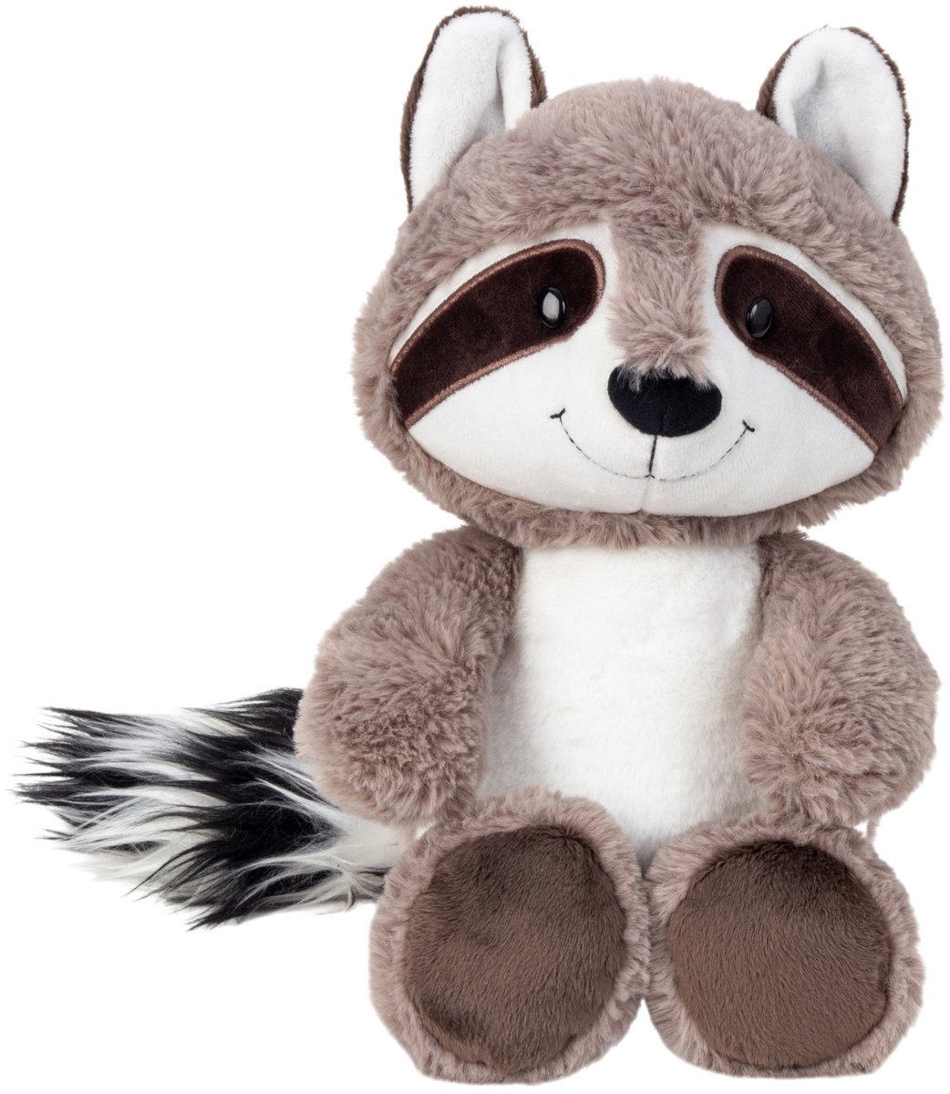 Mel-O-Design Knuffeldier Wasbeer - zachte pluche stof - grijs - zittend - knuffelbeer - 28 cm