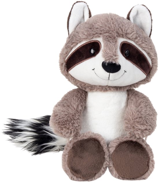 Mel-O-Design Knuffeldier Wasbeer - zachte pluche stof - grijs - zittend - knuffelbeer - 28 cm