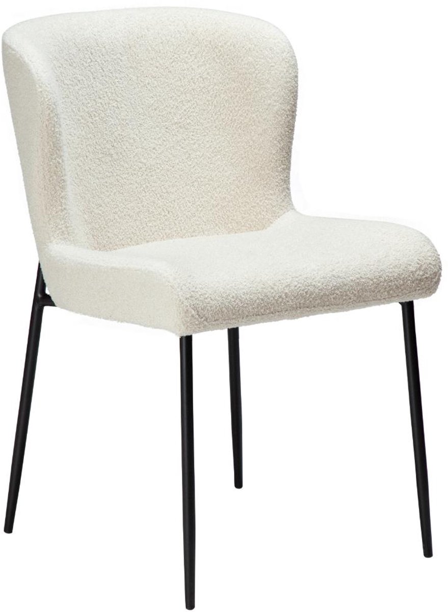Glam Dan-Form eetkamerstoel bouclé wit.