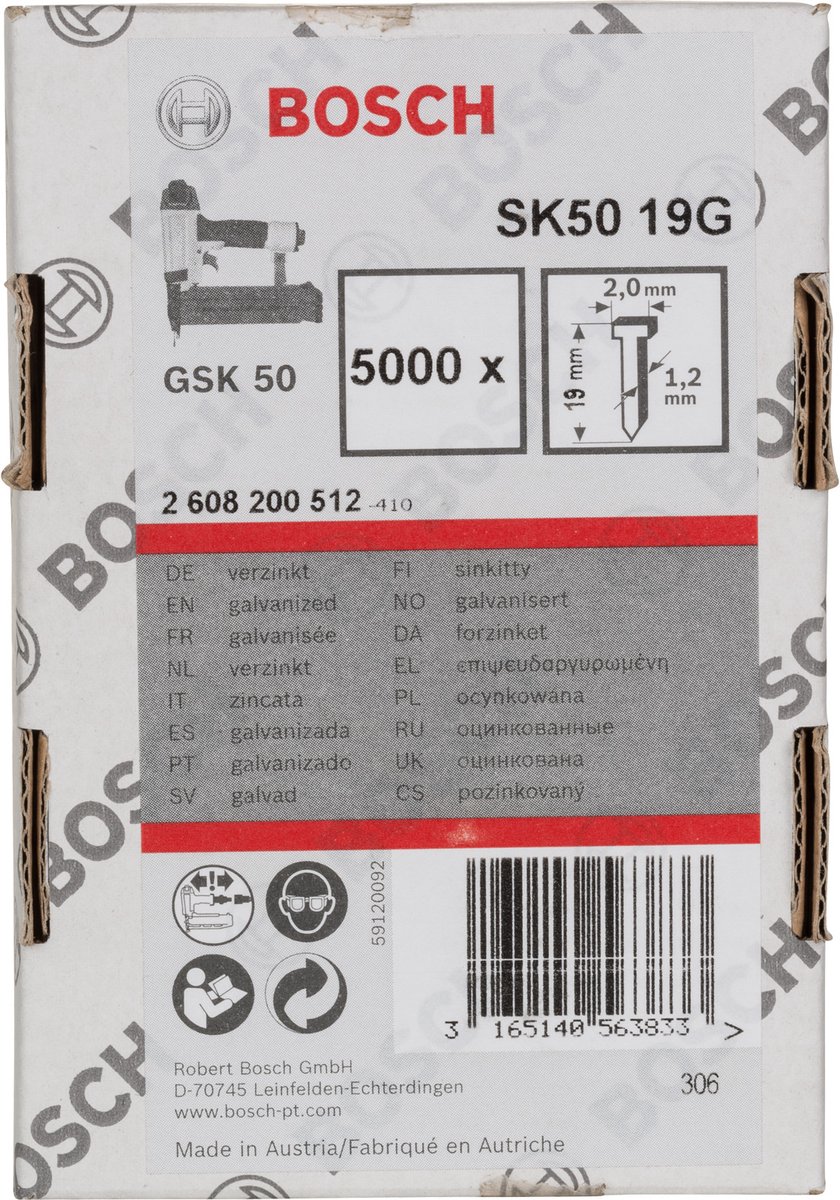 Bosch Nagel met verzonken kop SK50 19G