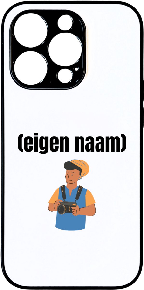 Hacebo® - fotograaf man met eigen naam telefoonhoesje - Fotograaf - fotografen - telefoonhoesjes - camera - verjaardag - cadeau - kado - hoesje geschikt voor iPhone 14 Pro
