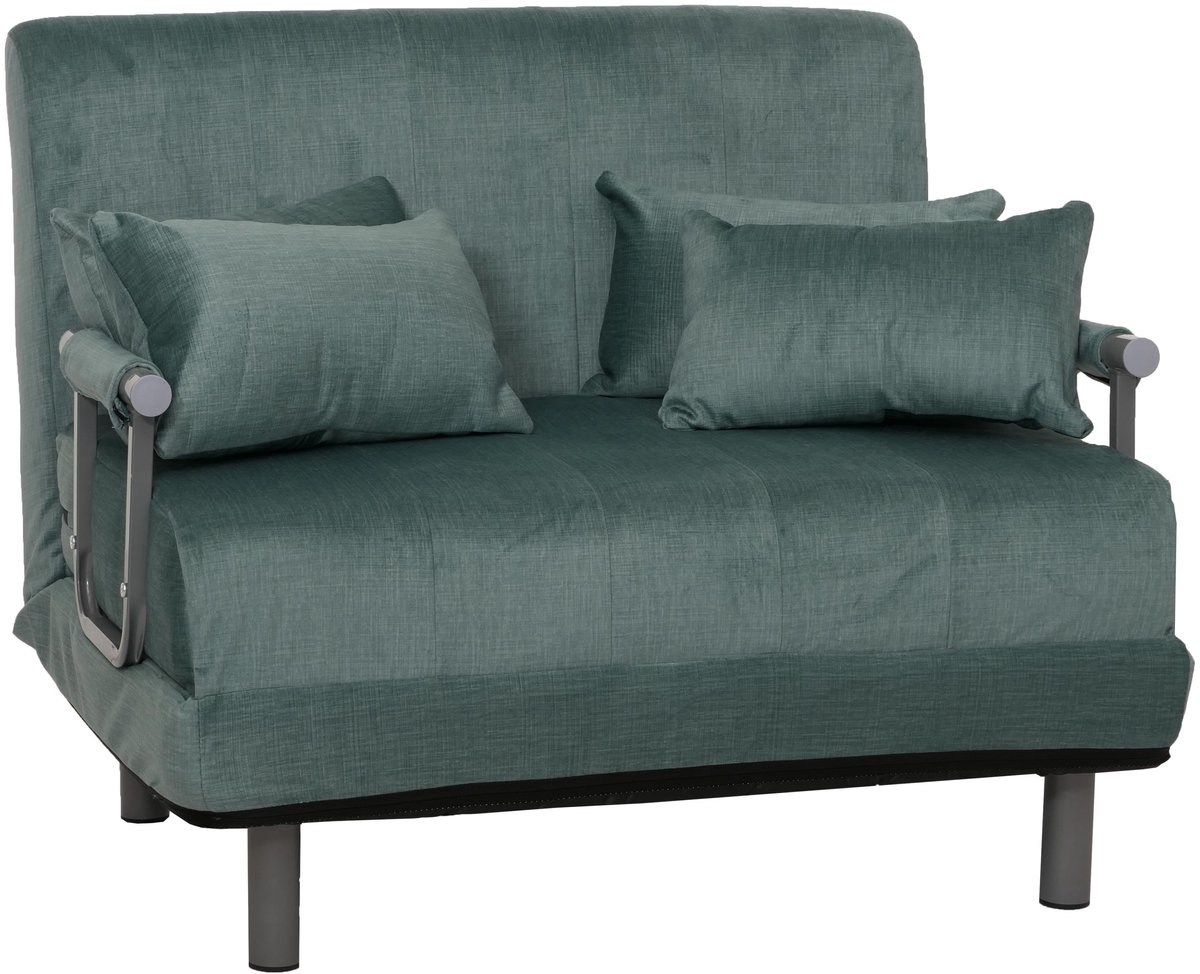 MCW K29 fauteuil slaapbank, opklapbare fauteuil slaapbank logeerbed, ligoppervlak 190x100cm, chenille stof (370g/m²) ~ blauwgroen