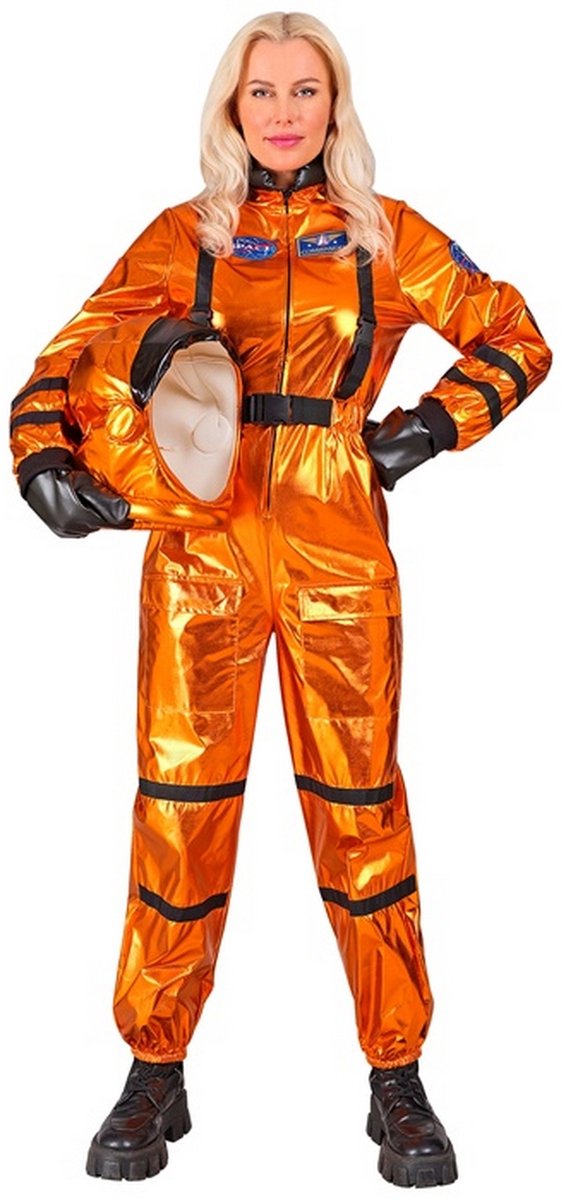 Astronaut oranje dame kostuum Lars