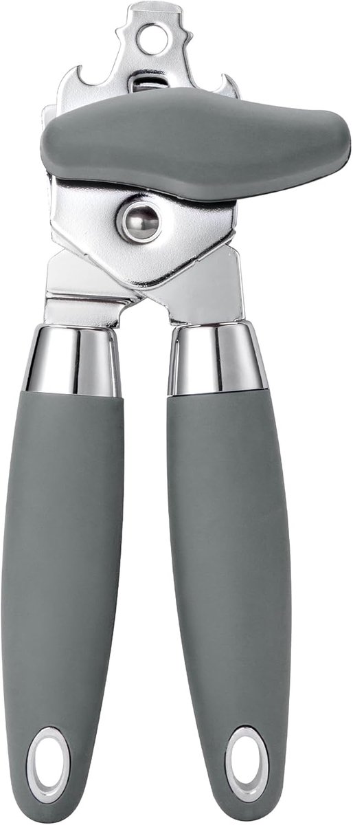 Handmatige blikopener van roestvrij staal met flesopener en antislip handvat