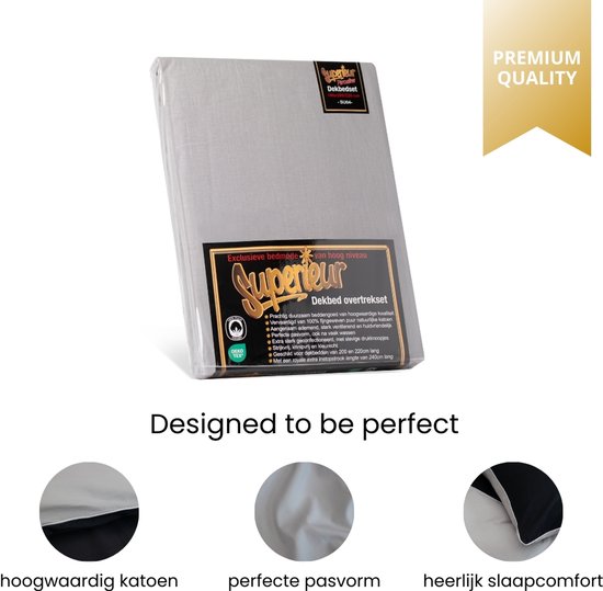 Superieur Dekbedovertrek Twin Face – Zwart / Lichtgrijs - 100% Katoen - 240x200/220cm Lits-Jumeaux – Stoere lichtgijze met zwart dekbedset – adembenemend in uitstraling – optimaal ventilerend en ademend — afbeelding 5