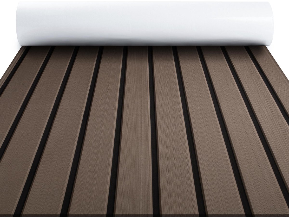 EVA Teak Foam Bootmat Pro Series – Zelfklevende Premium Decking Mat – Anti-Slip Bootvloer – 240x60 cm – Terra met Zwarte Lijnen – TeakFoamShop