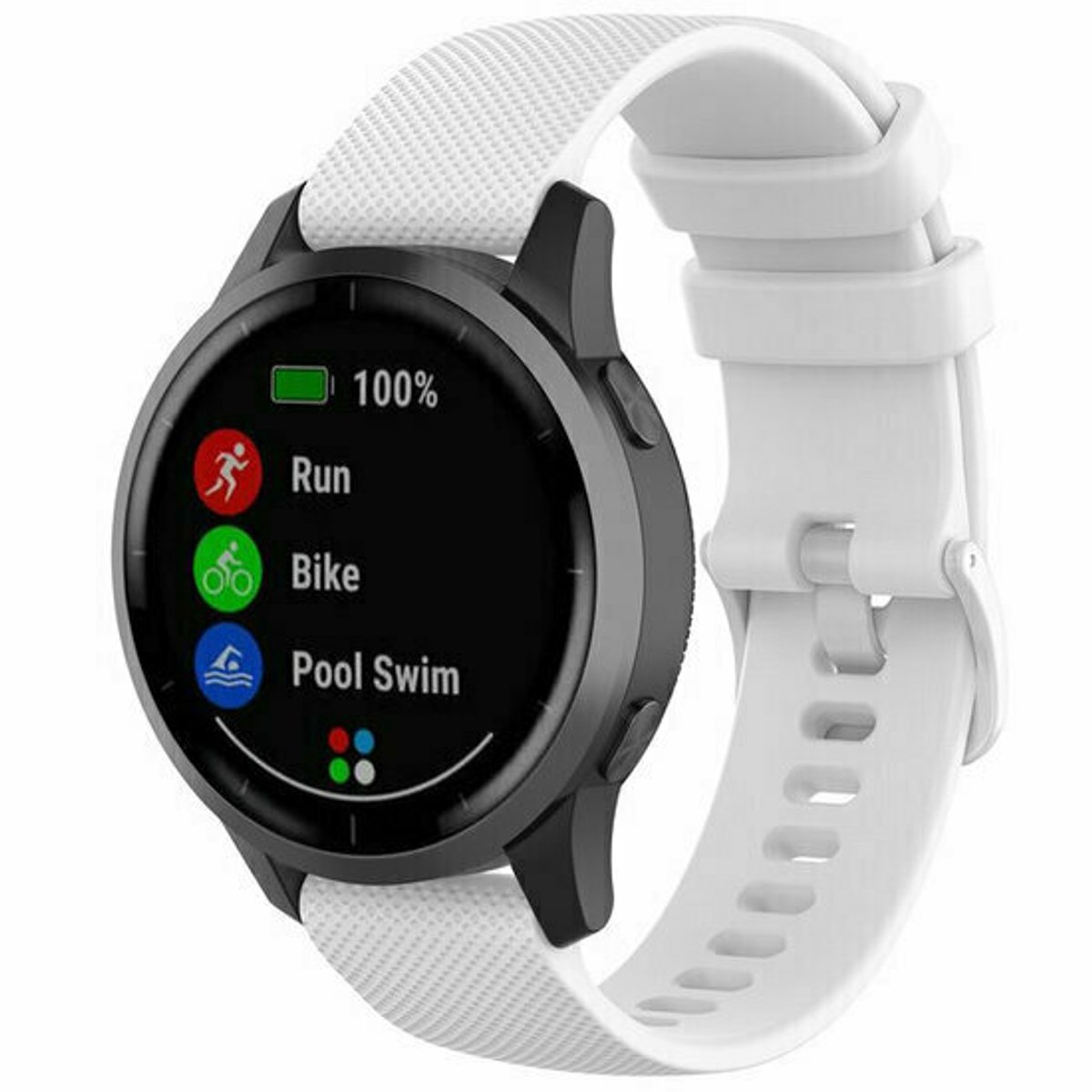 By Qubix - Geschikt voor Garmin bandje - Geschikt voor Garmin Venu 4 - 45mm - Sportband met motief - Wit - Smartwatch bandje 22mm