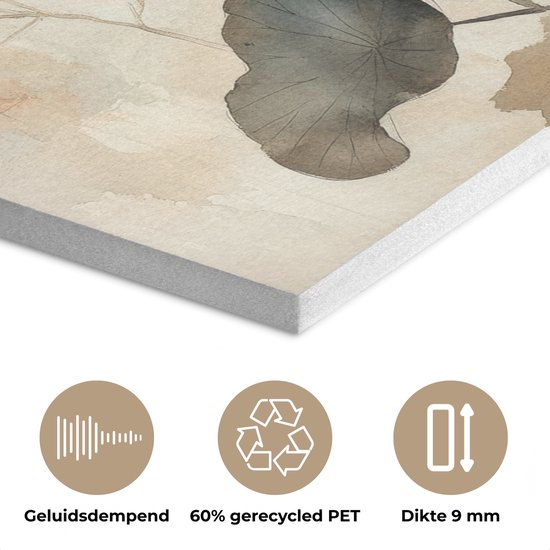 Panneau mural acoustique 50x70 cm - Peinture en Feutre Fleurs - Japandi - Wabi sabi - Panneaux acoustiques - Décoration murale insonorisante - Isolation phonique salon - Décoration murale panneaux sonores