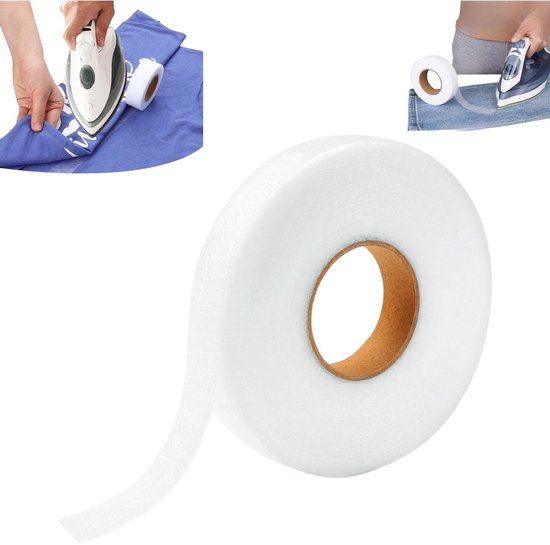 Ruban d'ourlet, ruban d'ourlet sans couture, adhésif double face thermocollant, bandes adhésives pour vêtements, convient pour pantalons, rideaux, jupes, jeans, chemises (2 cm * 65 m, blanc)