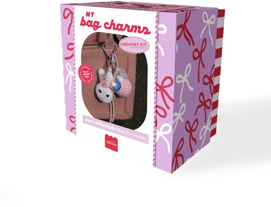 La Petite Epicerie Kit DIY Crochet - My Bag Charms / My Bag Charms - GLAM PINK 2 bijoux de sac à crocheter (Fraise 7,5 cm & Lapin 8 cm) | Créatif | Ensemble de passe-temps | enfants et adultes | amical pour les débutants
