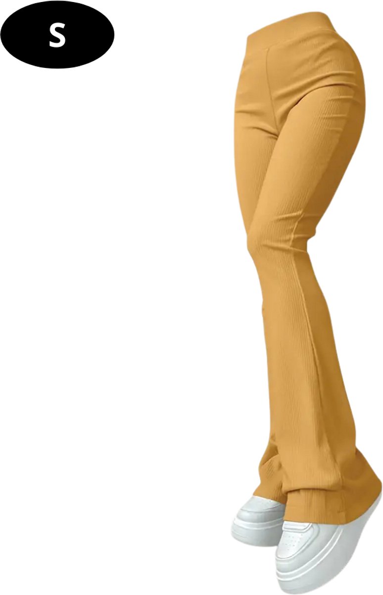 Bovista Lange Broek Dames Flair Broeken Wijde Broek Flared Broek Pants Jeans Trousers Strectch Geel