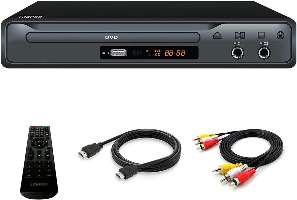 Compacte regiovrije dvd-speler met HDMI, SCART en USB-aansluitingen