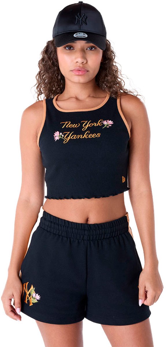 New Era Mlb Floral Rib New York Yankees Mouwloos T-shirt Man Vrouw Zwart