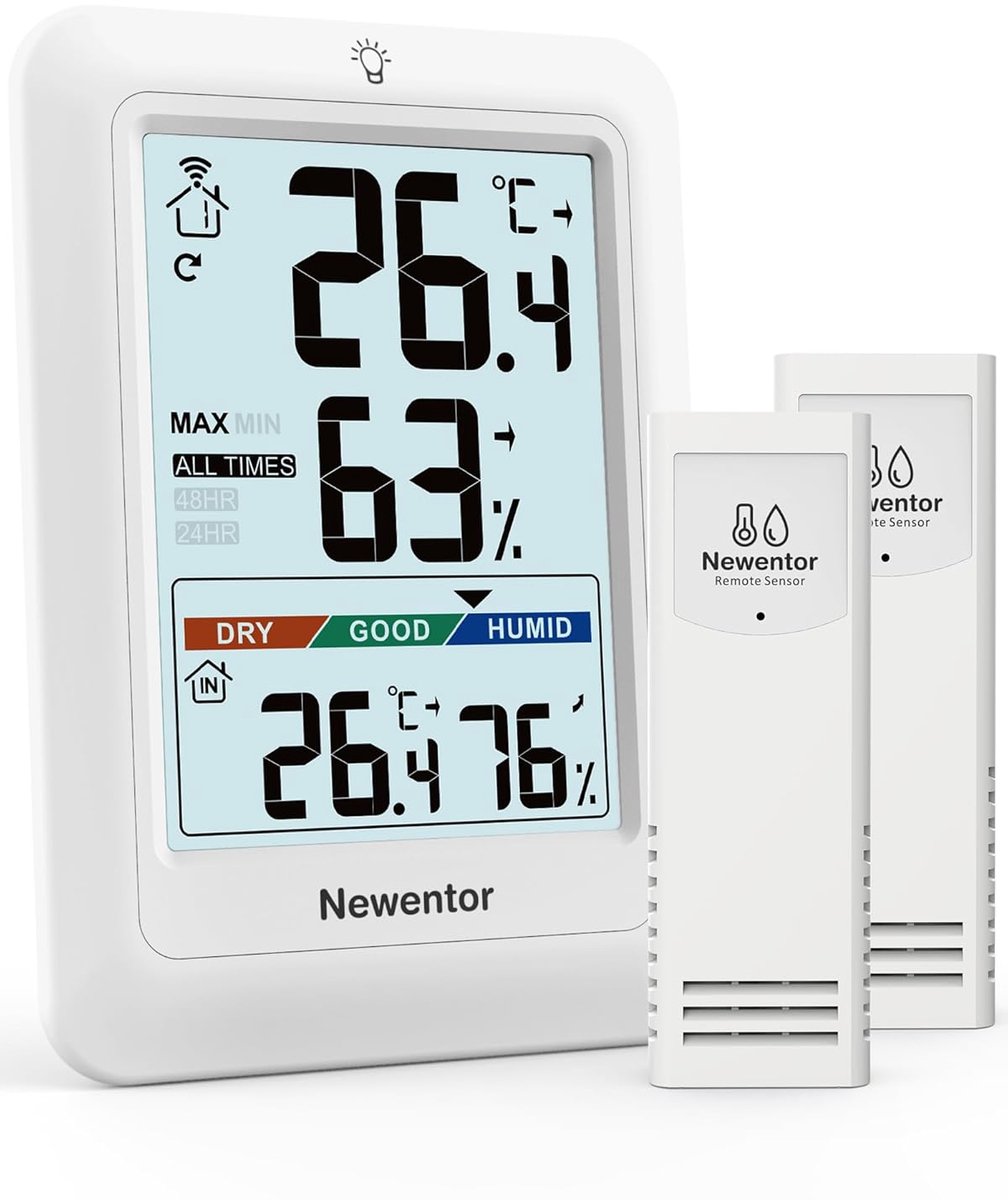 Thermometer en Hygrometer voor Binnen en Buiten met Draadloze Sensoren