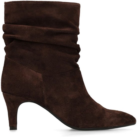 Manfield - Dames - Bottines suède bordeaux avec talon - Taille 39