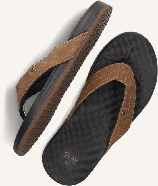 CLAY Slippers Clay004 - Homme - Cognac - Taille 44