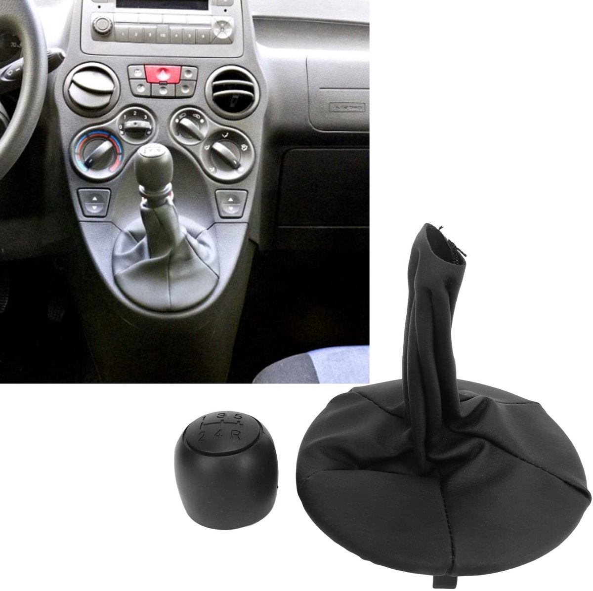 Auto-interieur Handgeschakelde 5-versnellingsbak Pookknopkop met Hoes voor Kofferruimte 71775051 Vervanging voor Panda 2003‑2012