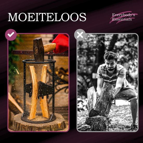 Everybody's Essentials Houtklover Set - Robuuste Houtklover van Gehard Staal - Compleet met Krachtige Hamer & Veiligheidshandschoenen - Eenvoudig & Veilig Hout Splijten voor Open Haard, Kampvuur & BBQ van Merkloos	 — afbeelding 5